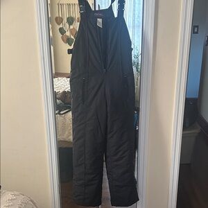 Black Insulated Snow Bib Overalls